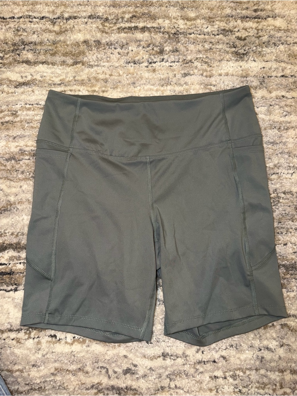 Athletic Works High-Waist Olive Green Active Bike Shorts